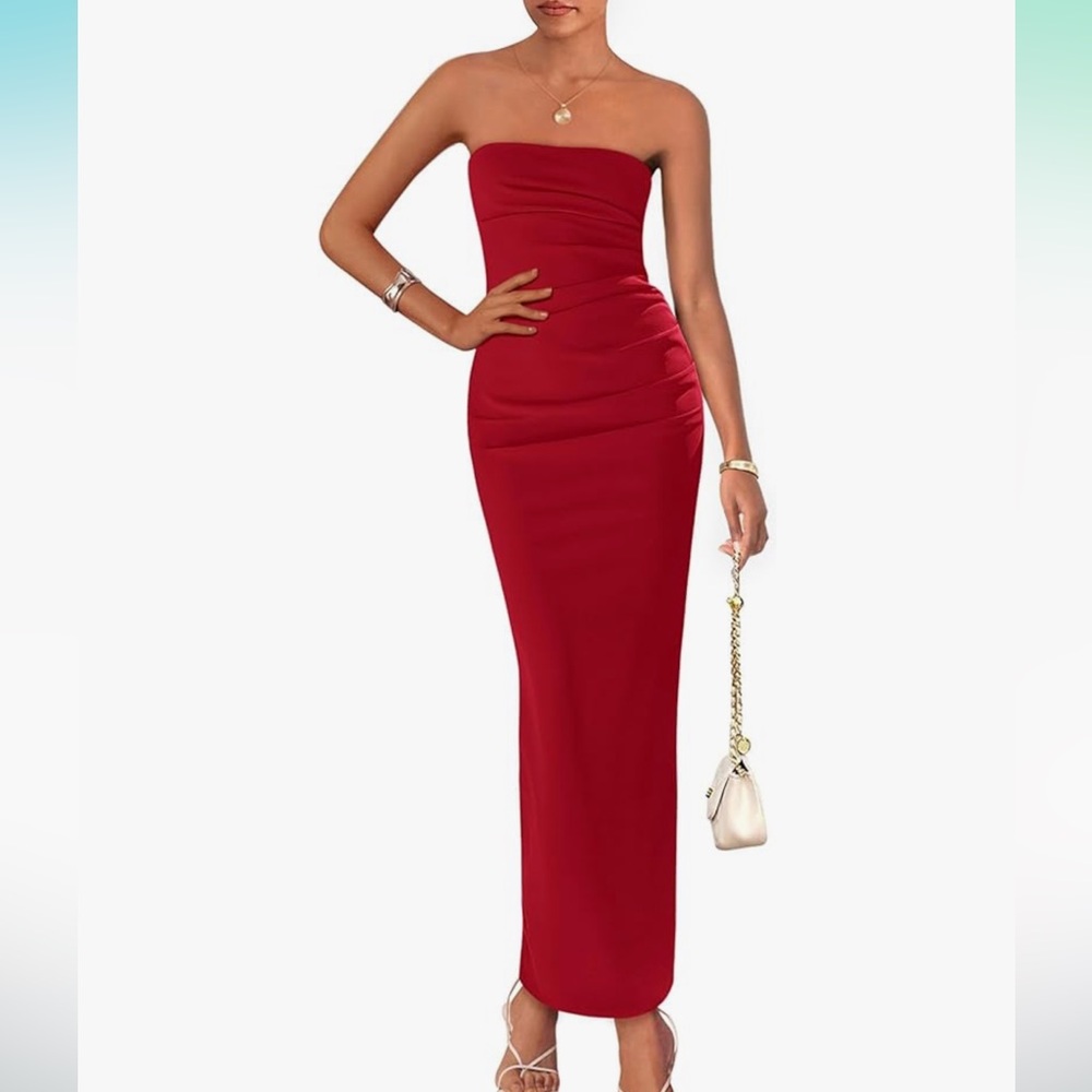 Strapless Dress Stretchy Ribbed